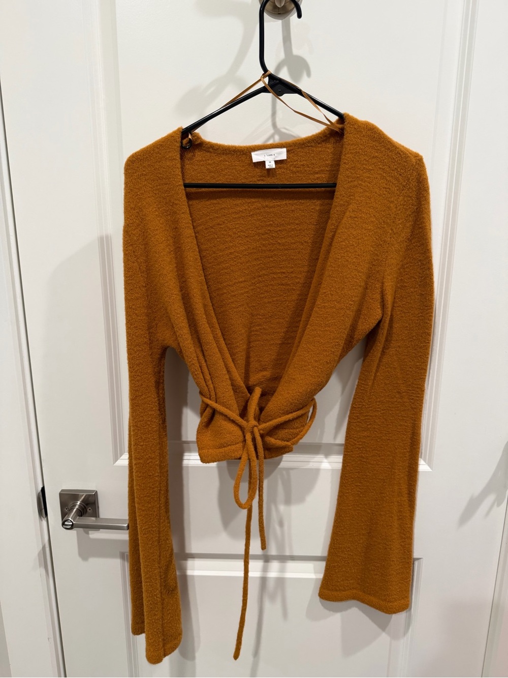 Tie-Front Cardigan Sweater in Rust
